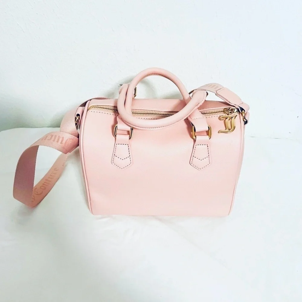 NWT Juicy Couture Pink Satchel Crossbody Diamond Embellishment Logo Thick Strap